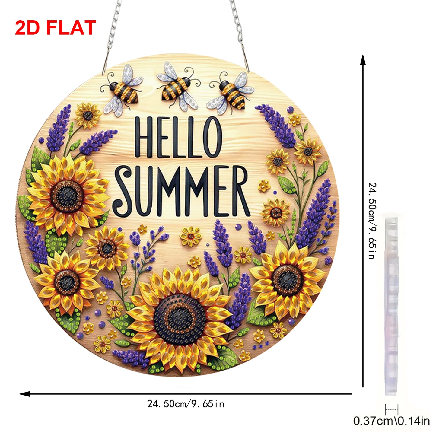 Bee 2D Flat DIY Acrylic Diamond Painting Pendants Crafts Kit Home Wall Decor