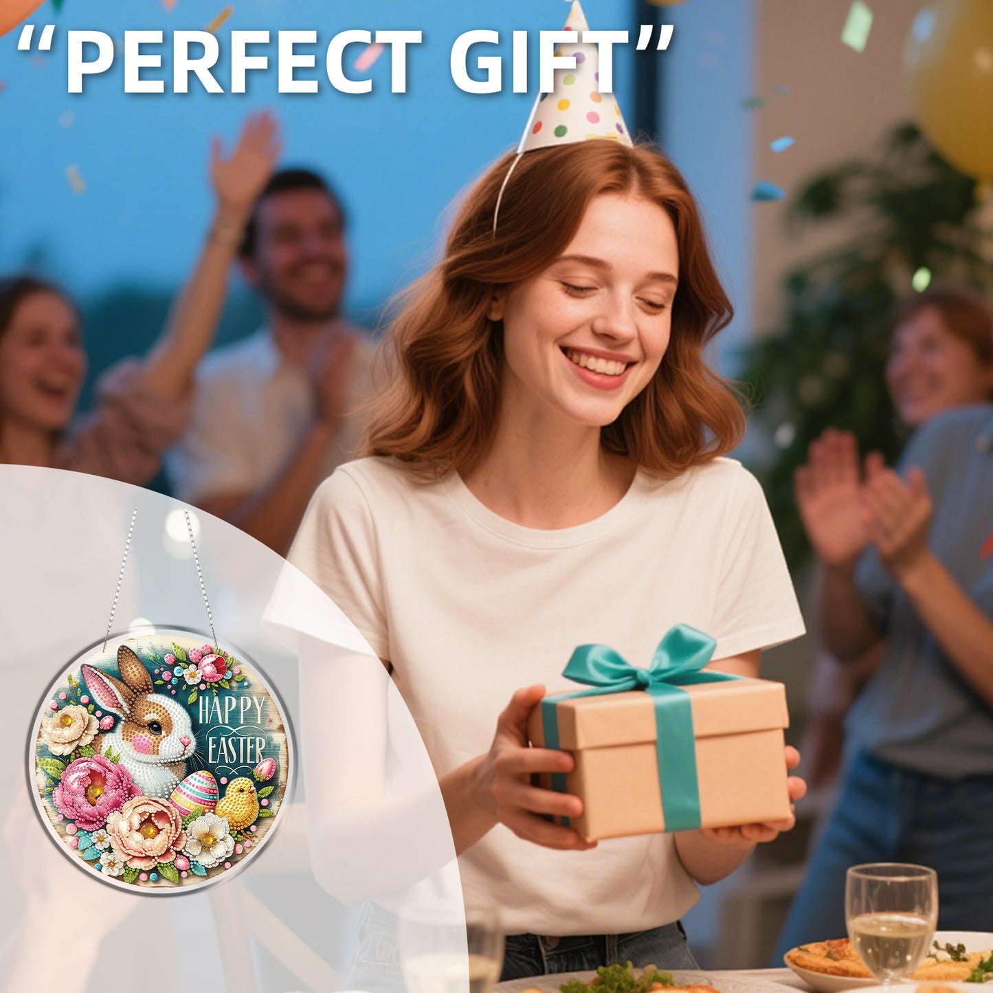 Rabbit 2D Flat DIY Acrylic Diamond Painting Pendants Crafts Kit Home Wall Decor