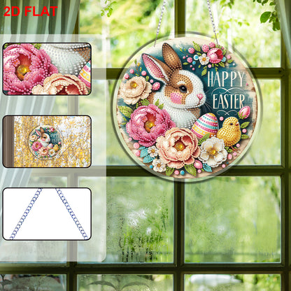 Rabbit 2D Flat DIY Acrylic Diamond Painting Pendants Crafts Kit Home Wall Decor