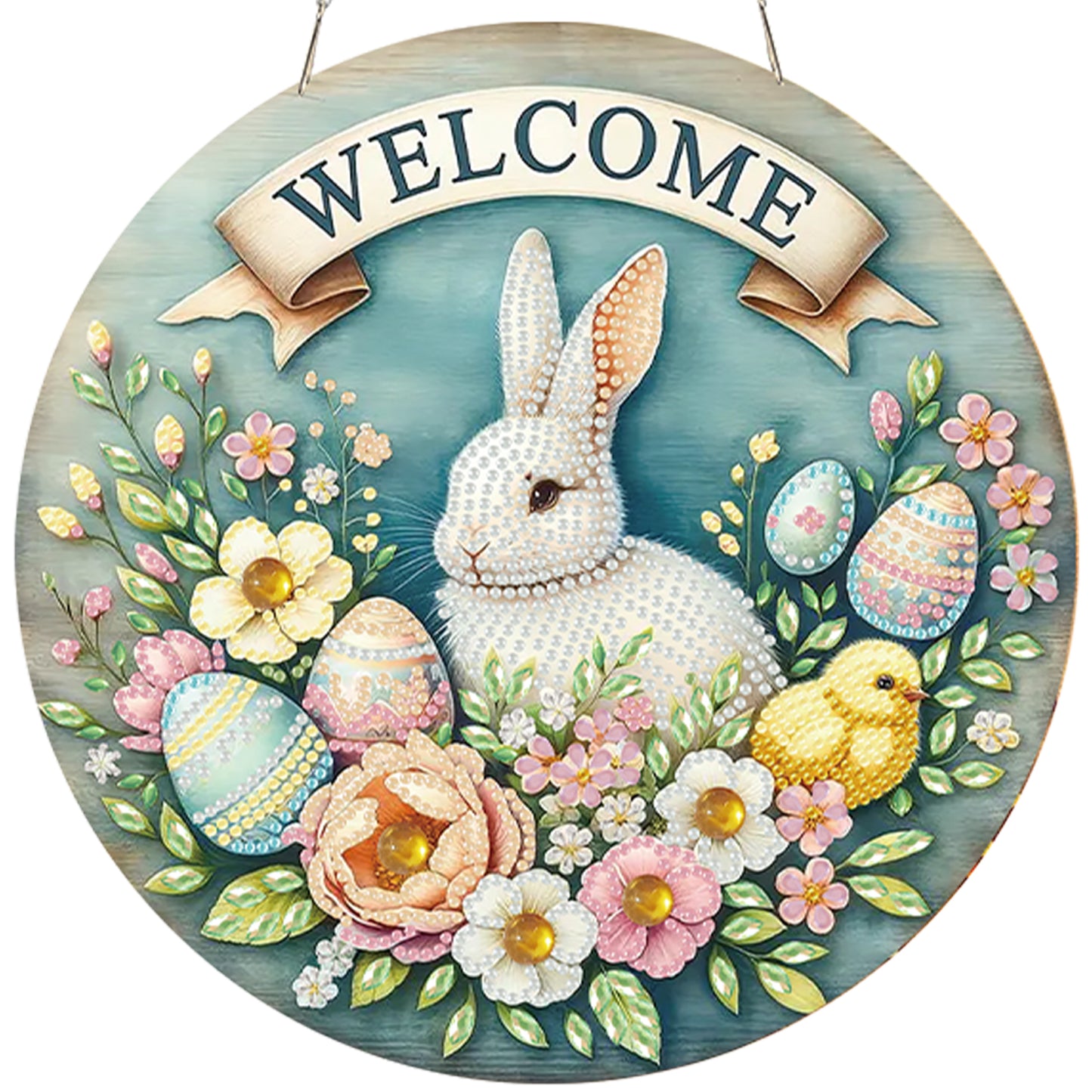 Easter 2D Flat DIY Acrylic Diamond Painting Pendants Crafts Kit Home Wall Decor