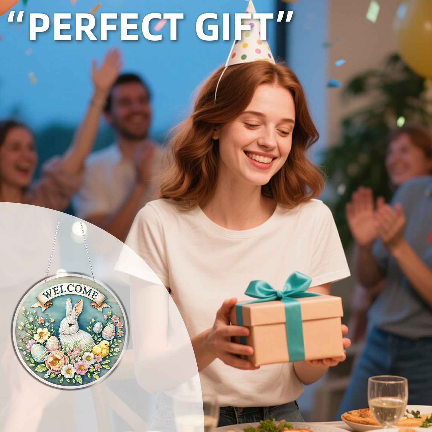 Easter 2D Flat DIY Acrylic Diamond Painting Pendants Crafts Kit Home Wall Decor