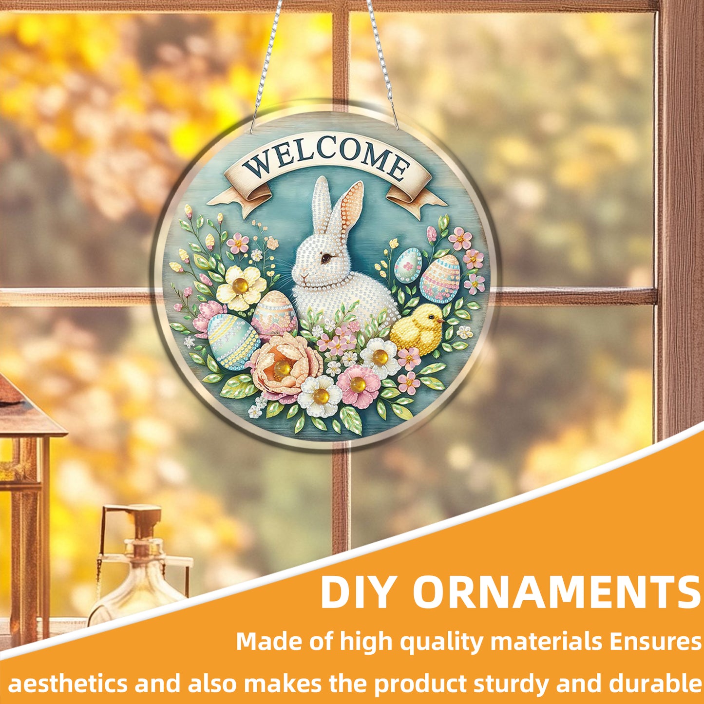 Easter 2D Flat DIY Acrylic Diamond Painting Pendants Crafts Kit Home Wall Decor