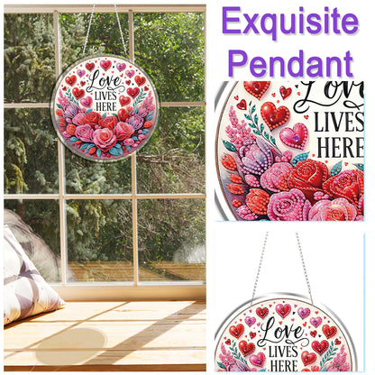 Love 2D Flat DIY Acrylic Diamond Painting Pendants Crafts Kit Home Wall Decor