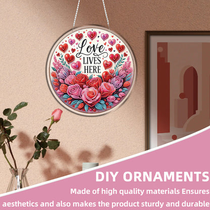 Love 2D Flat DIY Acrylic Diamond Painting Pendants Crafts Kit Home Wall Decor