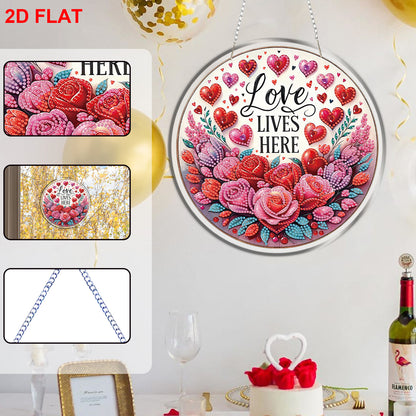 Love 2D Flat DIY Acrylic Diamond Painting Pendants Crafts Kit Home Wall Decor