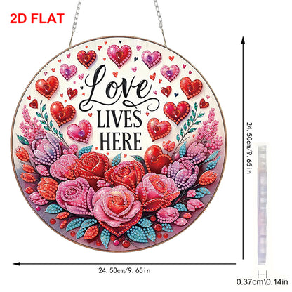 Love 2D Flat DIY Acrylic Diamond Painting Pendants Crafts Kit Home Wall Decor