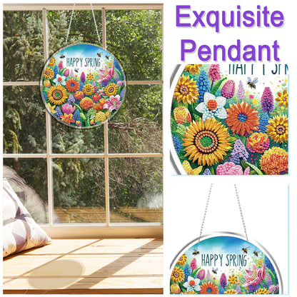 Spring 2D Flat DIY Acrylic Diamond Painting Pendant Crafts Kit Home Wall Decor