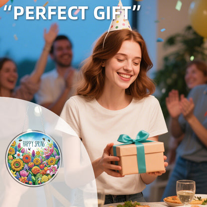 Spring 2D Flat DIY Acrylic Diamond Painting Pendant Crafts Kit Home Wall Decor