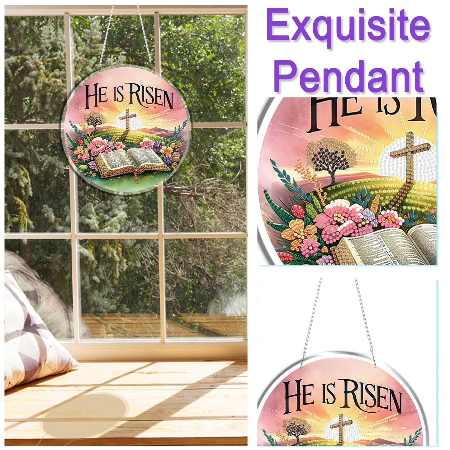 Resurrection 2D Flat DIY Acrylic Diamond Painting Pendants for Home Wall Decor