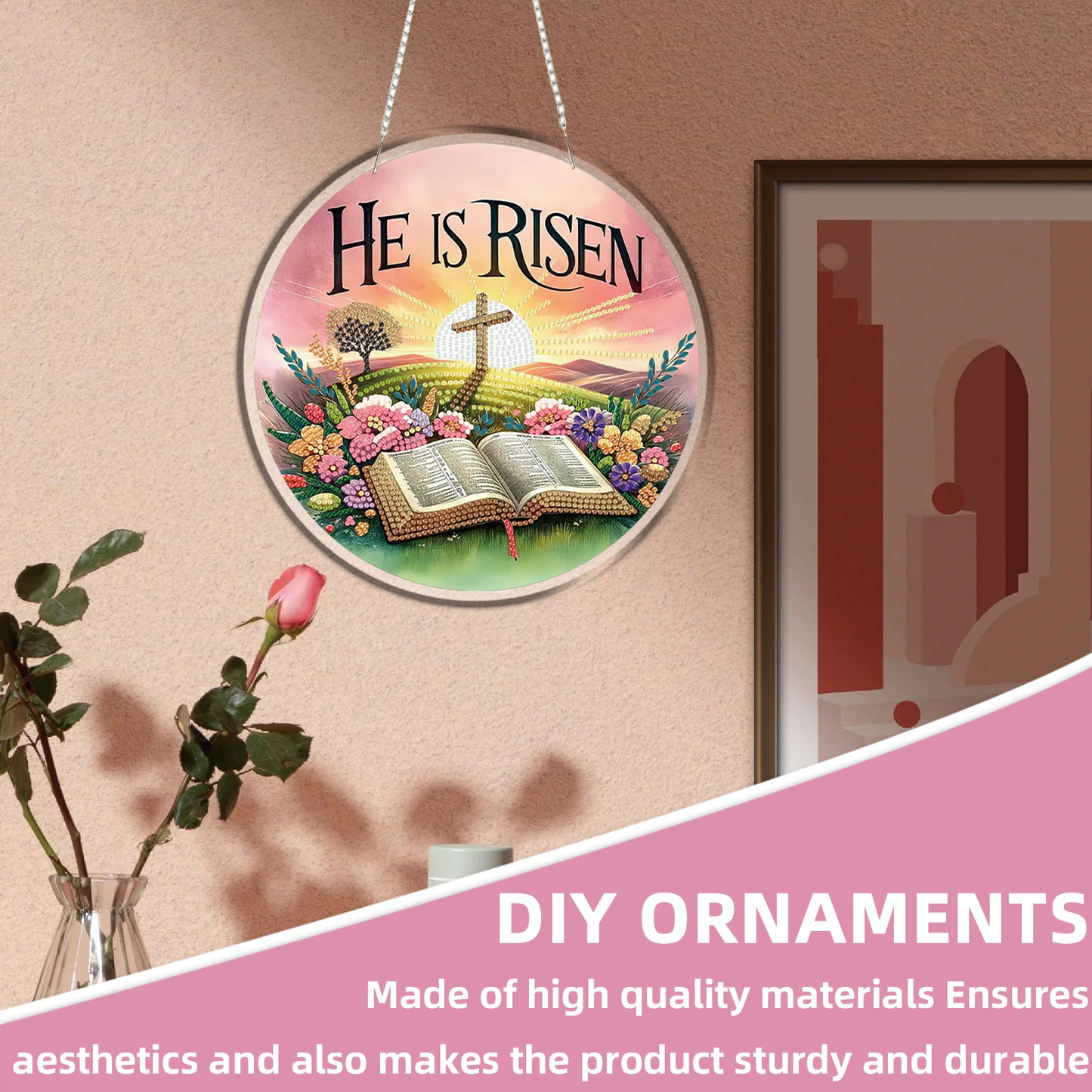 Resurrection 2D Flat DIY Acrylic Diamond Painting Pendants for Home Wall Decor