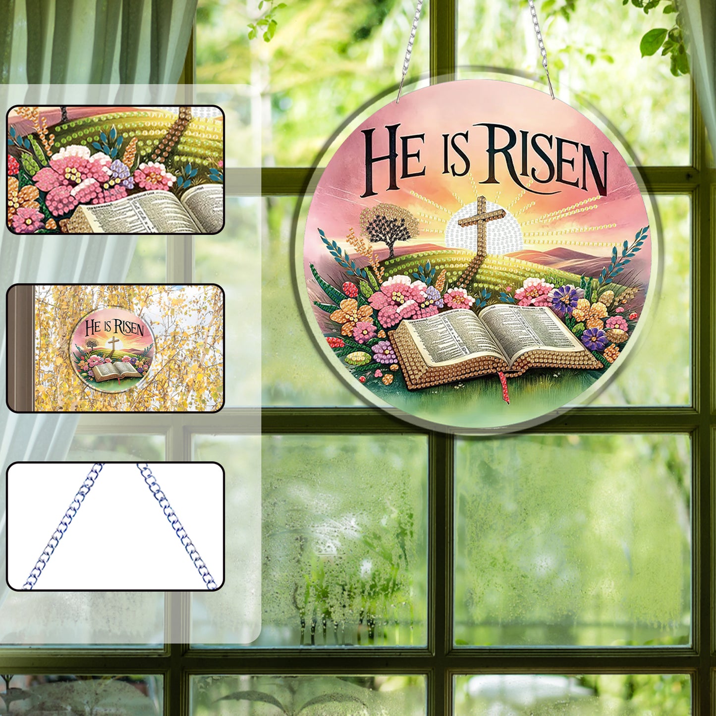 Resurrection 2D Flat DIY Acrylic Diamond Painting Pendants for Home Wall Decor