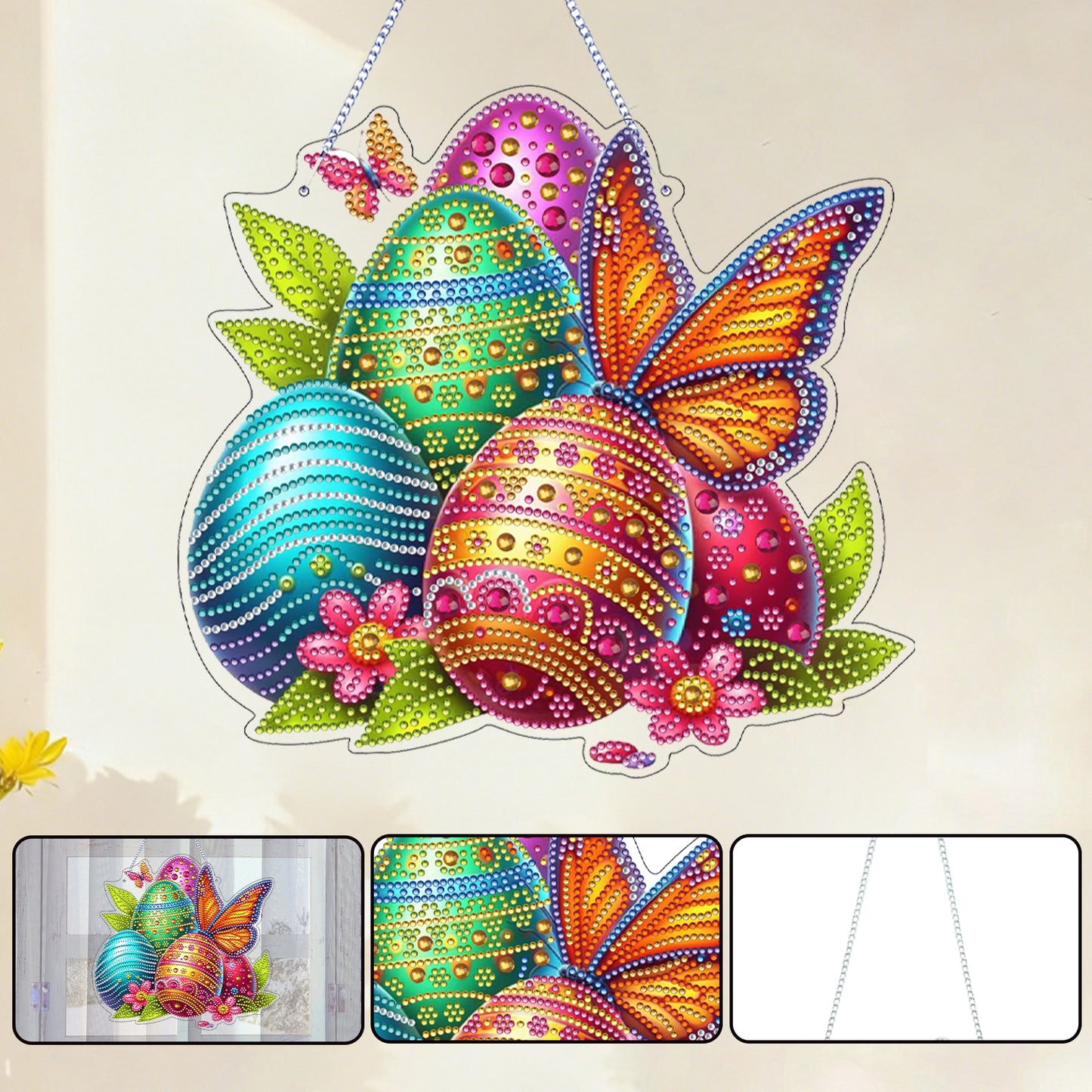 Easter 2D Flat DIY Hanging Diamond Art Ornament Home Window Pendant (Butterfly)