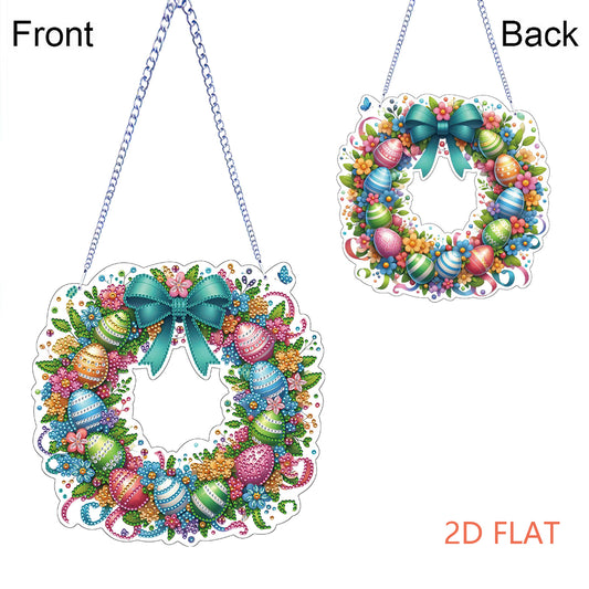 Easter 2D Flat DIY Hanging Diamond Art Ornament Home Window Pendant (Egg Wreath)