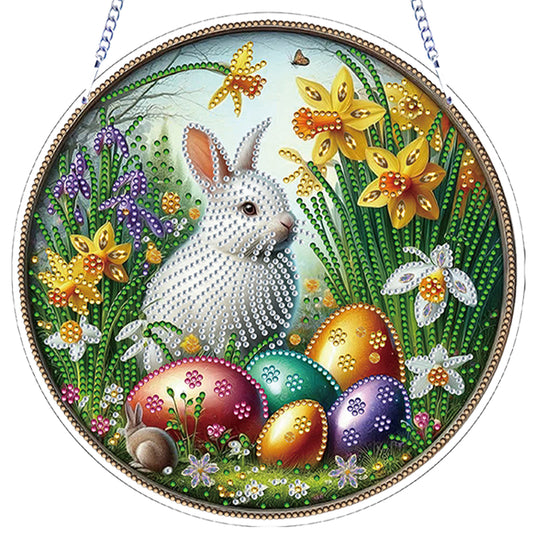 Easter 2D Flat DIY Hanging Diamond Art Ornament Home Window Pendant (Bunny)