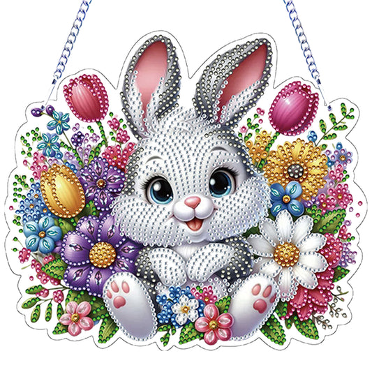 Easter 2D Flat DIY Hanging Diamond Art Ornament Home Window Pendant (Bunny)