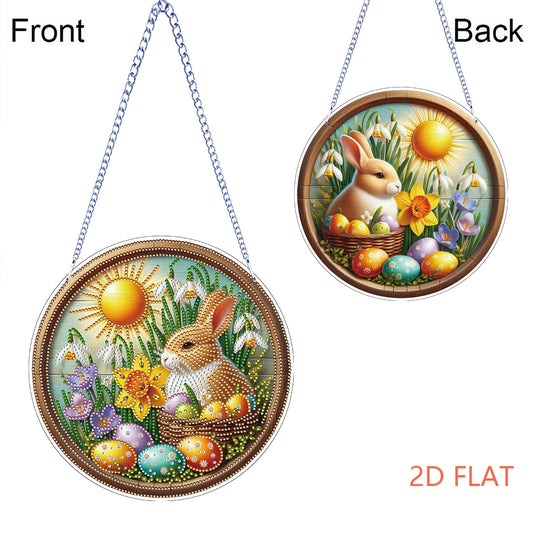 Easter 2D Flat DIY Hanging Diamond Art Ornament Home Window Pendant (Bunny)