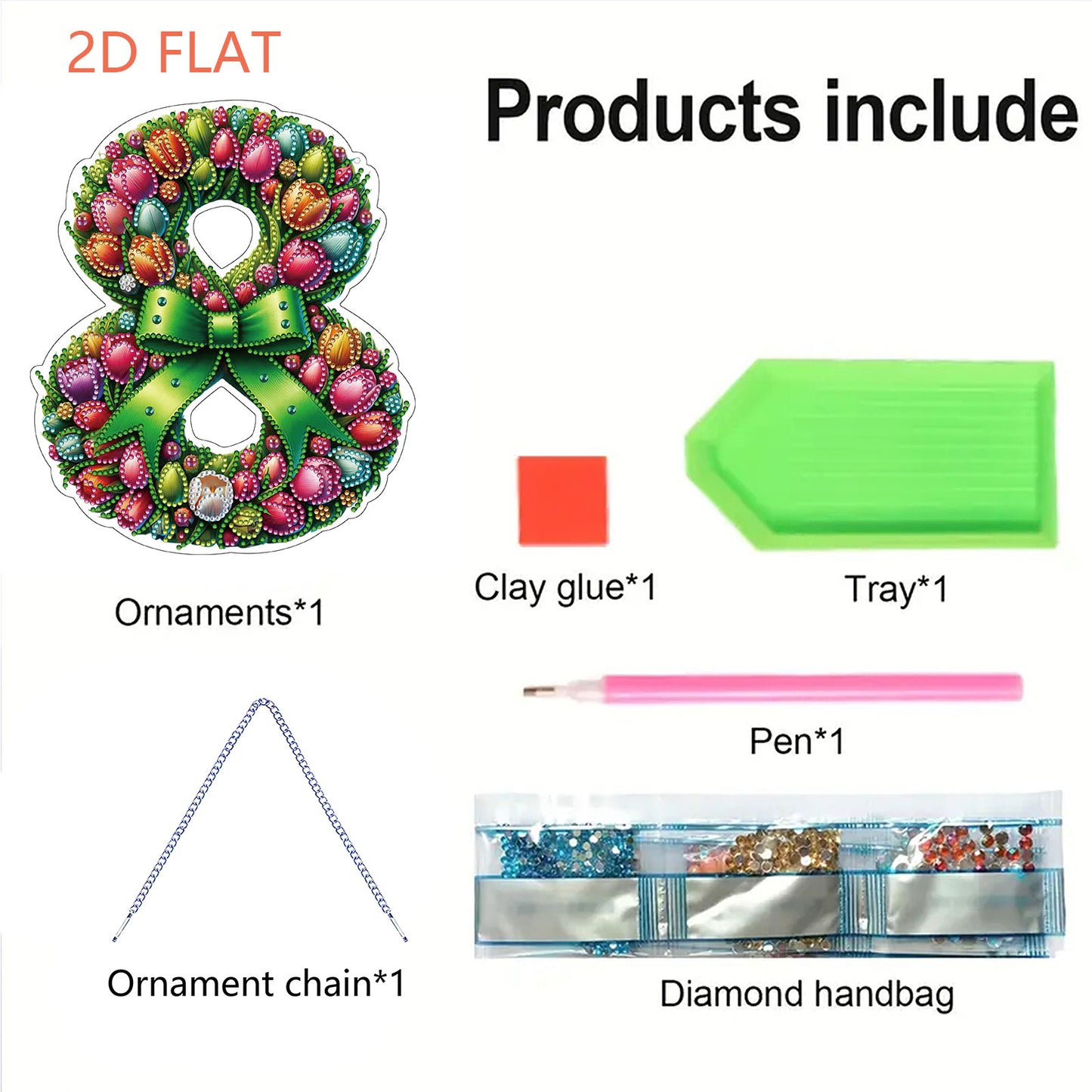 Easter 2D Flat DIY Hanging Diamond Art Ornament Home Window Pendant (Tulip)