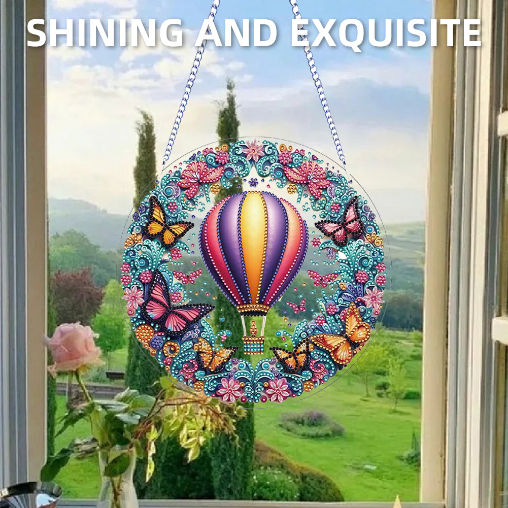 Flower Bird 2D Flat DIY Hanging Diamond Art Ornament Window Pendant (Balloon)