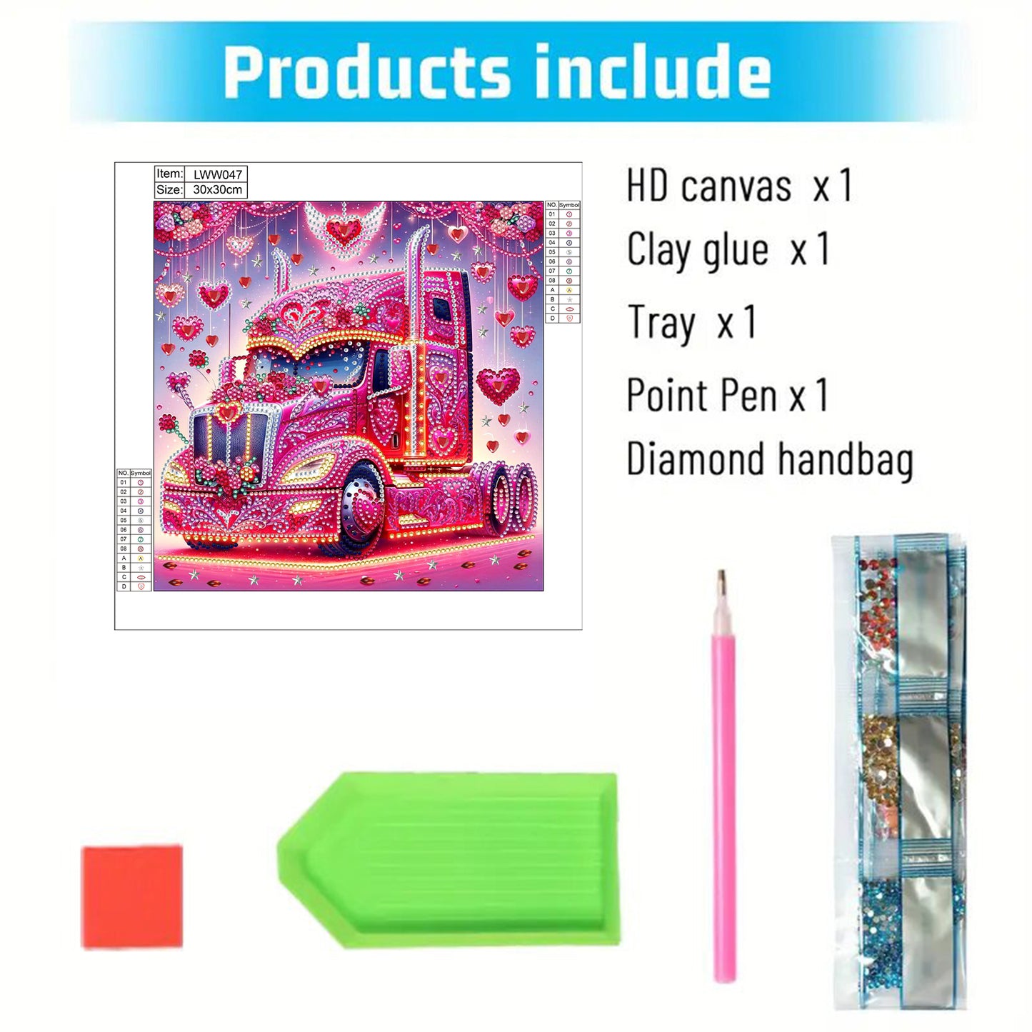 Heart-Shaped Car - Special Shaped Drill Diamond Painting 30*30CM