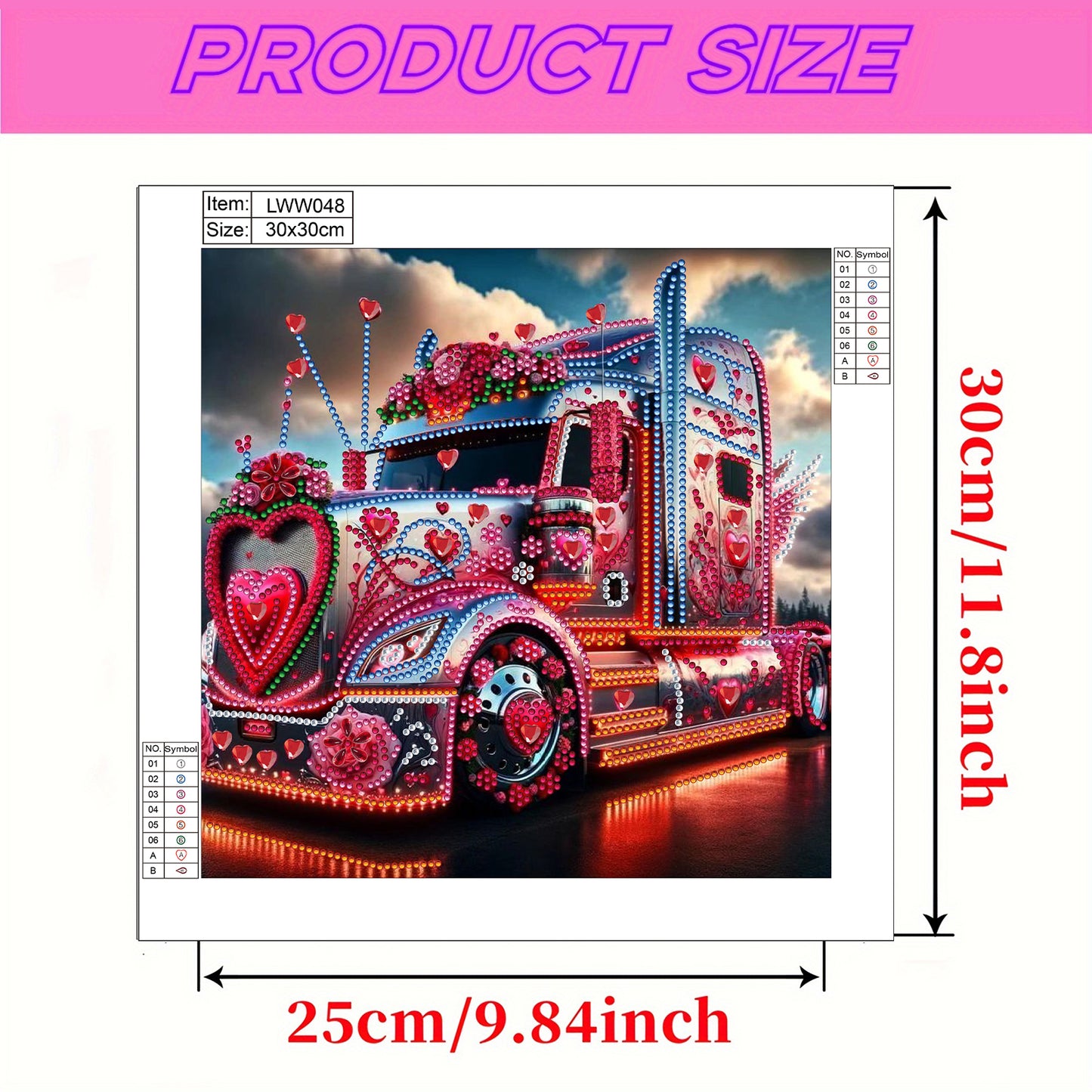 Heart-Shaped Car - Special Shaped Drill Diamond Painting 30*30CM