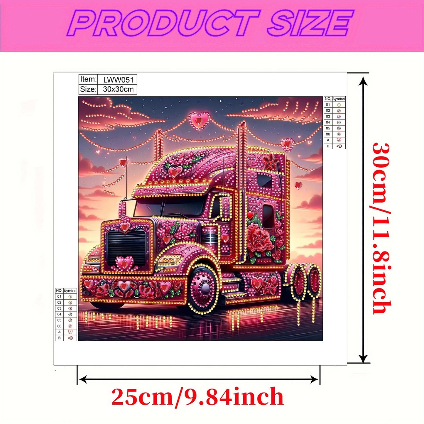 Heart-Shaped Car - Special Shaped Drill Diamond Painting 30*30CM