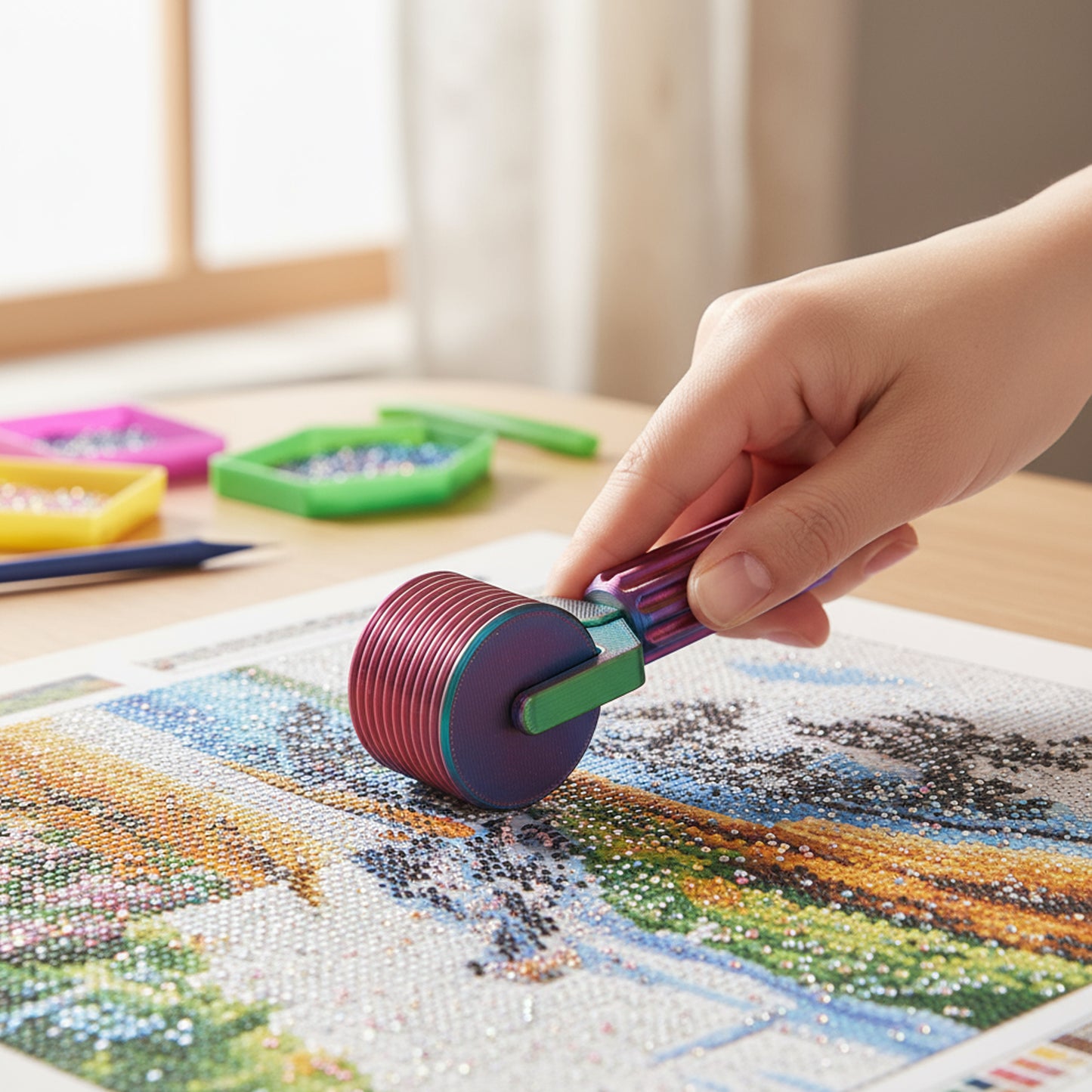 2Pcs Diamond Painting Roller DIY Diamond Painting Tools (Candy Color Red Green)