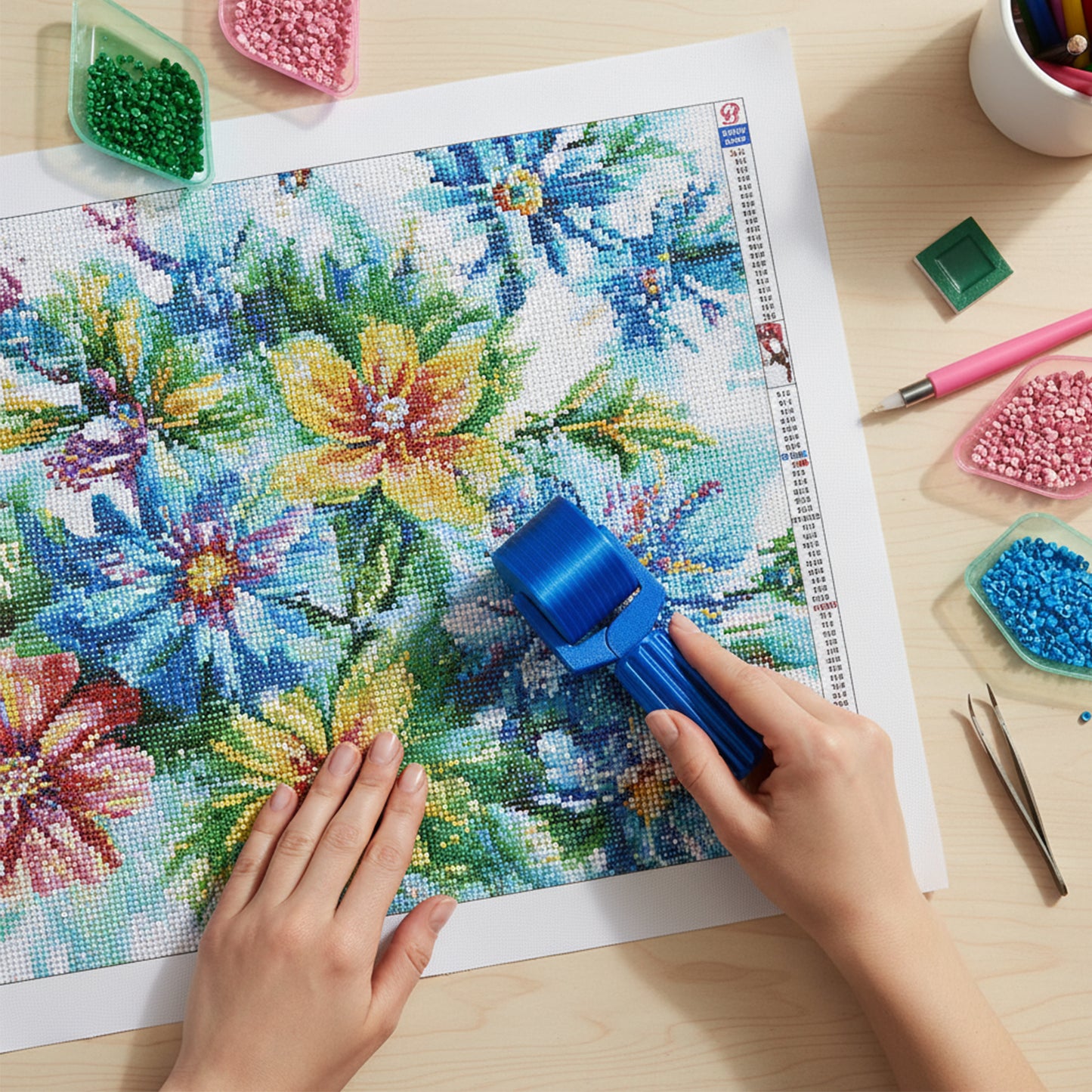 2Pcs Diamond Painting Roller DIY Diamond Painting Tools (Candy Color Blue)