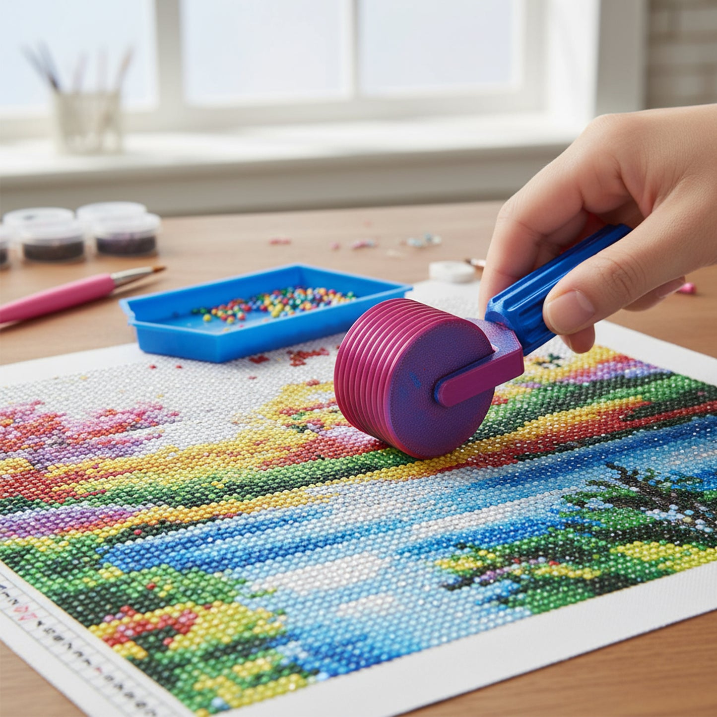 2Pcs Diamond Painting Roller DIY Diamond Painting Tools (Candy Color Red Blue)