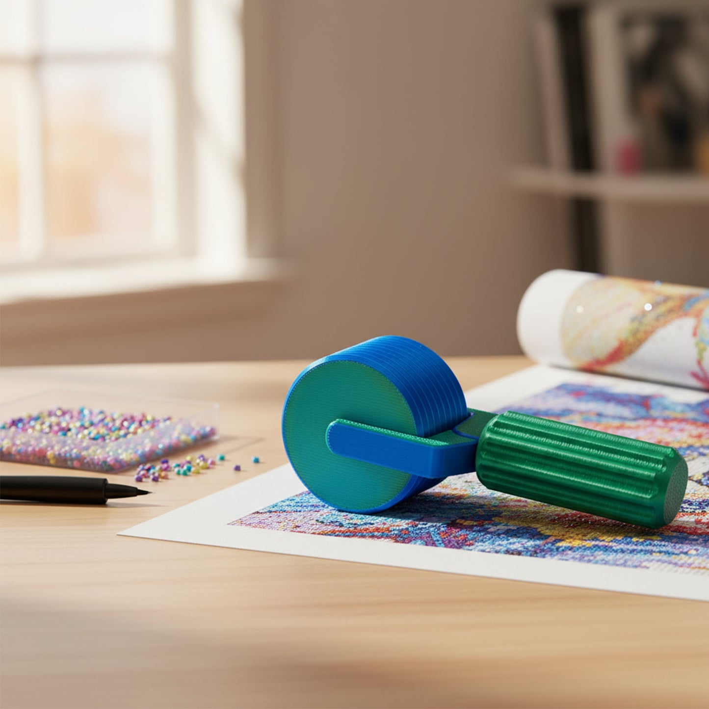 2Pcs Diamond Painting Roller DIY Diamond Painting Tools (Blue Green Red Blue)