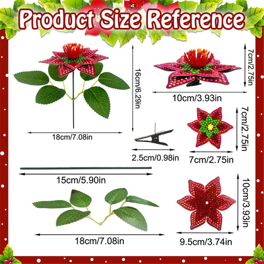 8Pcs 3D Red Artificial Flowers DIY Desktop Diamond Art Kit for Adults Home Decor