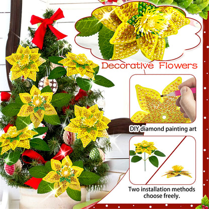 8Pcs 3D Yellow Artificial Flowers DIY Desktop Diamond Art Kit Adults Home Decor