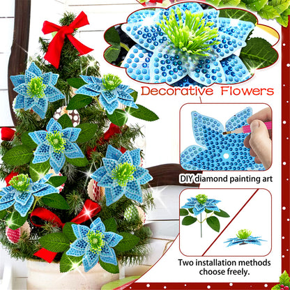 8Pcs 3D Blue Artificial Flowers DIY Desktop Diamond Art Kit for Adult Home Decor