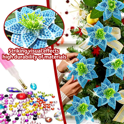 8Pcs 3D Blue Artificial Flowers DIY Desktop Diamond Art Kit for Adult Home Decor