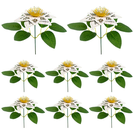 8Pcs 3D White Artificial Flowers DIY Desktop Diamond Art Kit Adults Home Decor