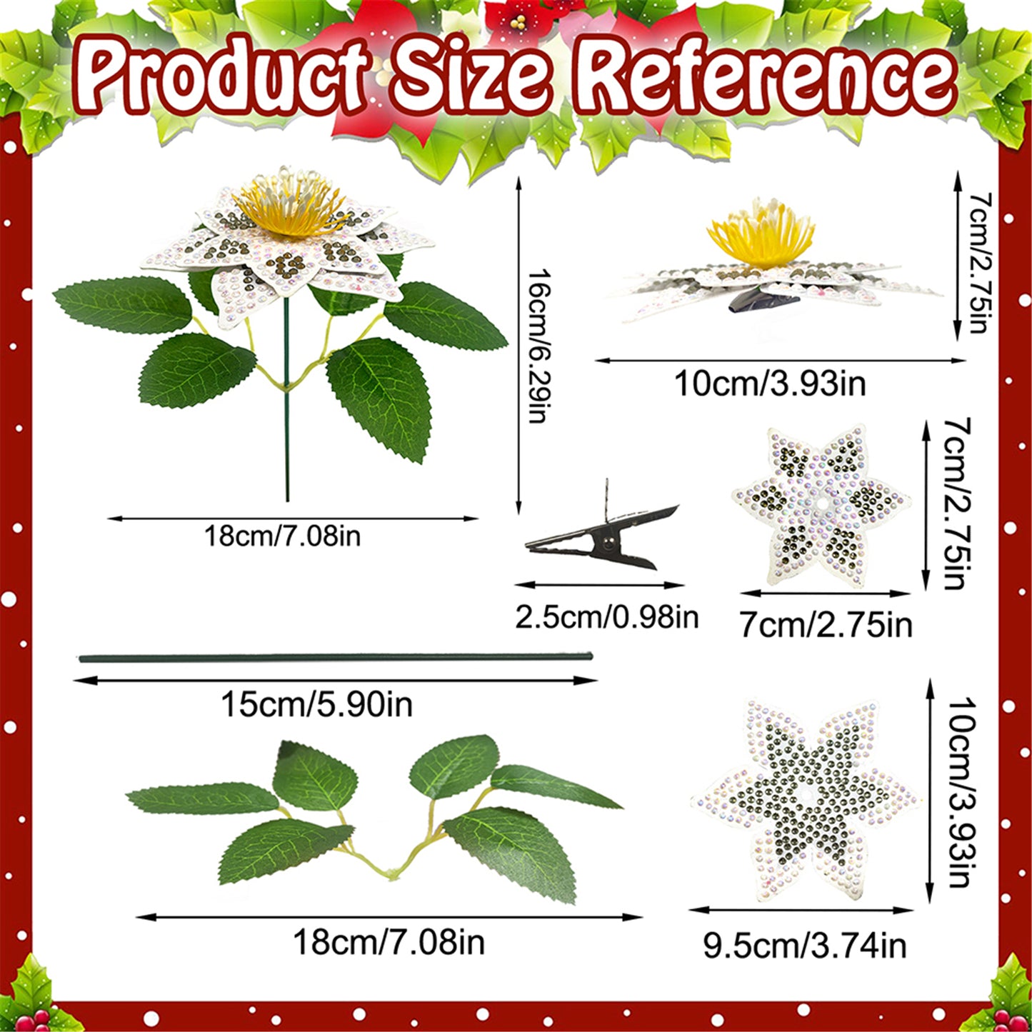 8Pcs 3D White Artificial Flowers DIY Desktop Diamond Art Kit Adults Home Decor