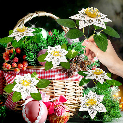 8Pcs 3D White Artificial Flowers DIY Desktop Diamond Art Kit Adults Home Decor