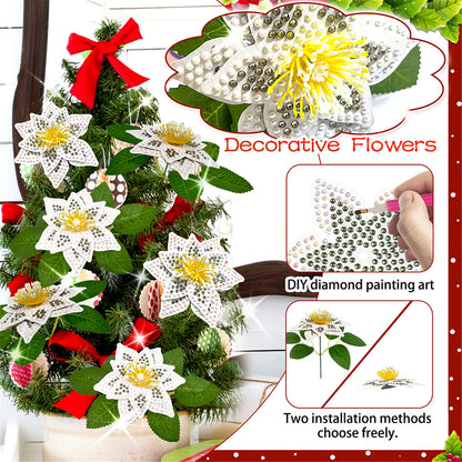 8Pcs 3D White Artificial Flowers DIY Desktop Diamond Art Kit Adults Home Decor