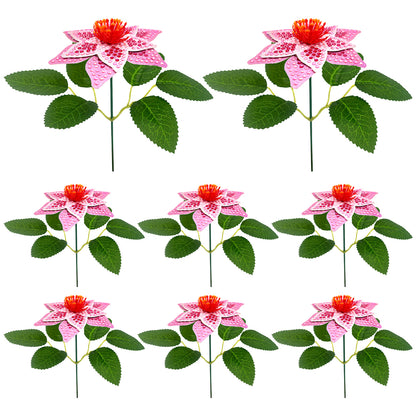 8Pcs 3D Pink Artificial Flowers DIY Desktop Diamond Art Kit for Adult Home Decor