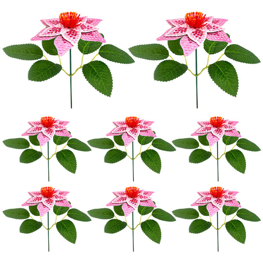 8Pcs 3D Pink Artificial Flowers DIY Desktop Diamond Art Kit for Adult Home Decor