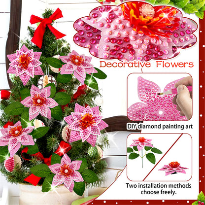 8Pcs 3D Pink Artificial Flowers DIY Desktop Diamond Art Kit for Adult Home Decor