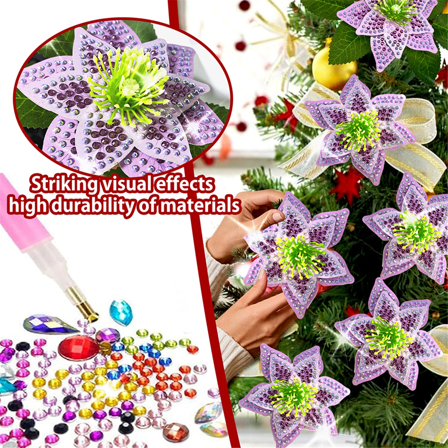 8Pcs 3D Purple Artificial Flowers DIY Desktop Diamond Art Kit Adults Home Decor