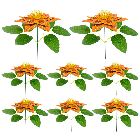 8Pcs 3D Orange Artificial Flowers DIY Desktop Diamond Art Kit Adults Home Decor