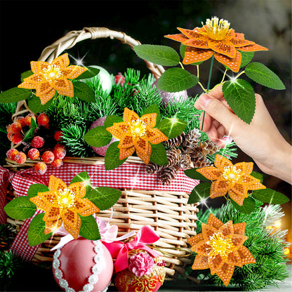 8Pcs 3D Orange Artificial Flowers DIY Desktop Diamond Art Kit Adults Home Decor