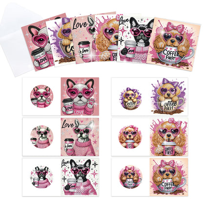 12pcs Animals Pattern DIY Diamond Art Greeting Cards with Envelope for Festivals