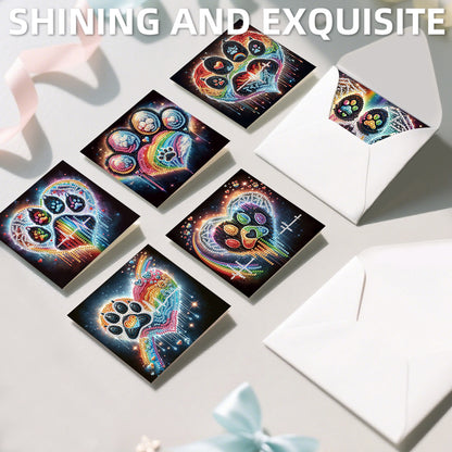12pcs Animals Pattern DIY Diamond Art Greeting Cards with Envelope for Festivals