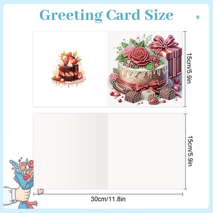 12pcs Cake Pattern DIY Diamond Art Greeting Cards with Envelope for Festivals