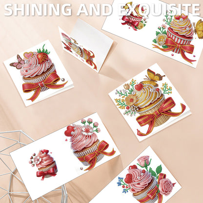 12pcs Cake Pattern DIY Diamond Art Greeting Cards with Envelope for Festivals