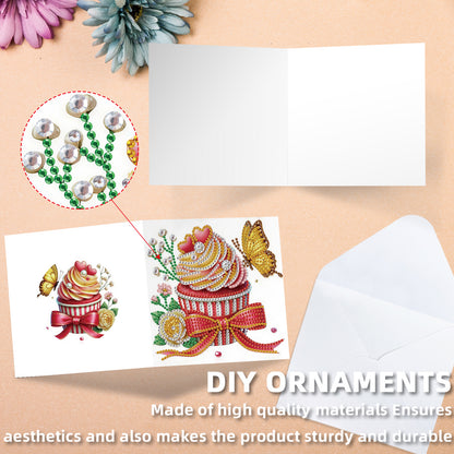 12pcs Cake Pattern DIY Diamond Art Greeting Cards with Envelope for Festivals