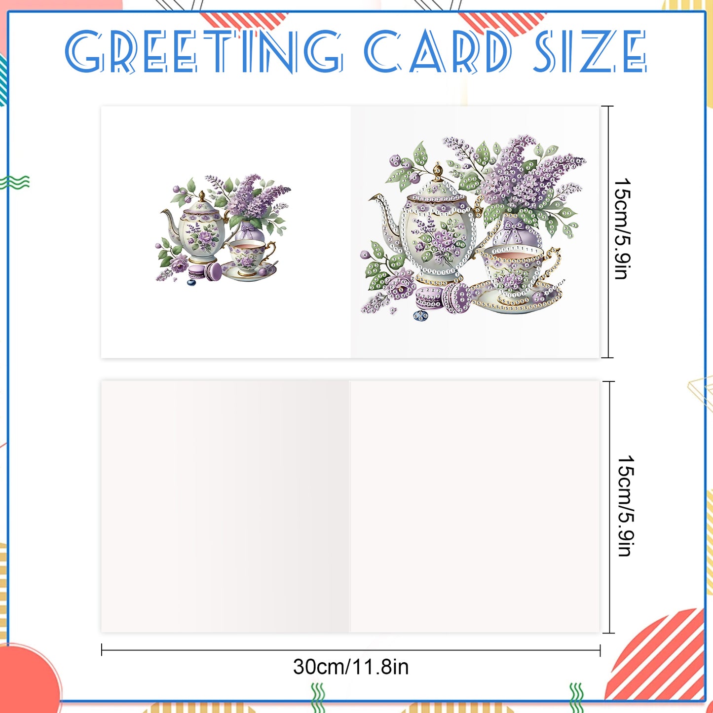 12pcs Desserts Pattern DIY Diamond Art Greeting Cards with Envelope for Festival