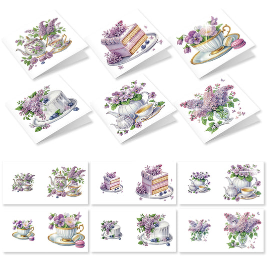 12pcs Desserts Pattern DIY Diamond Art Greeting Cards with Envelope for Festival